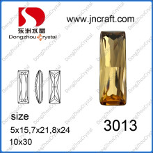 7 * 21mm Foiled Backing Rectangle cristal strass